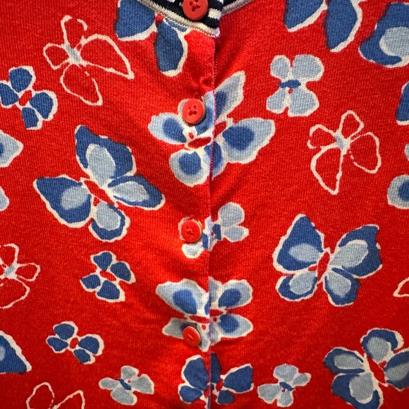Talbots Red & Blue Butterfly Cardigan Size MP - Picture 3 of 7